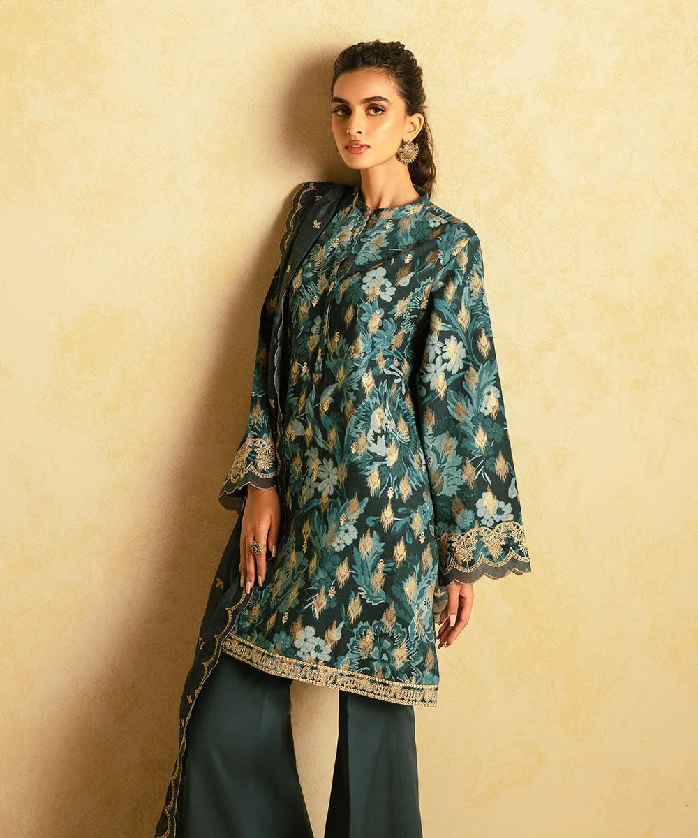 3 Piece - Embroidered Jacquard Suit