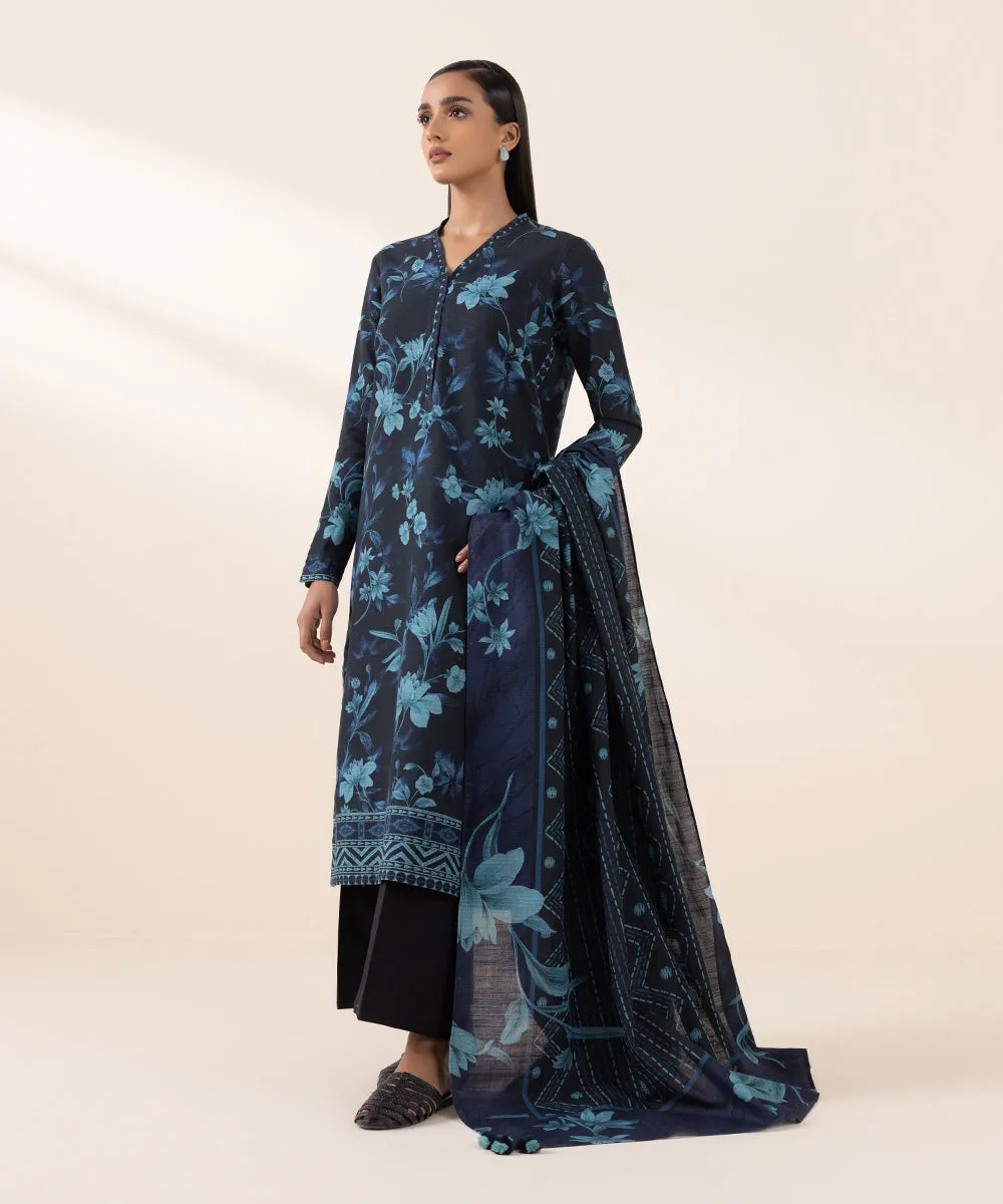 3 Piece - Printed Khaddar Suit