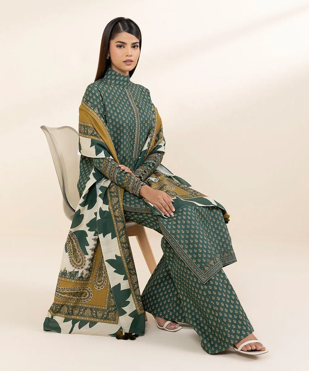 3 Piece - Printed Khaddar Suit