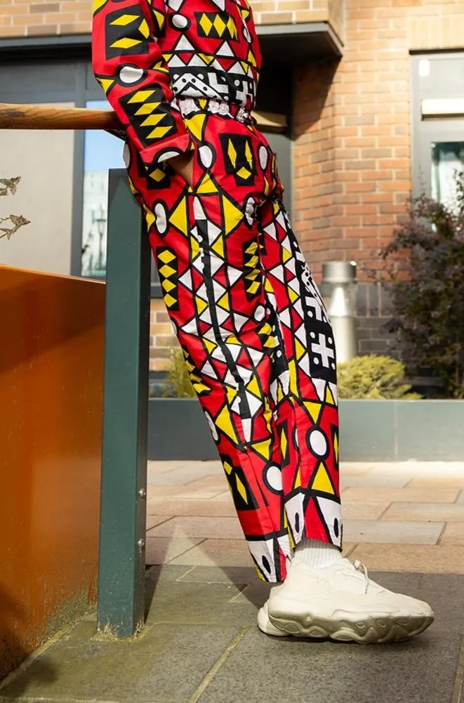 African Trousers In Red Sumakaka Print