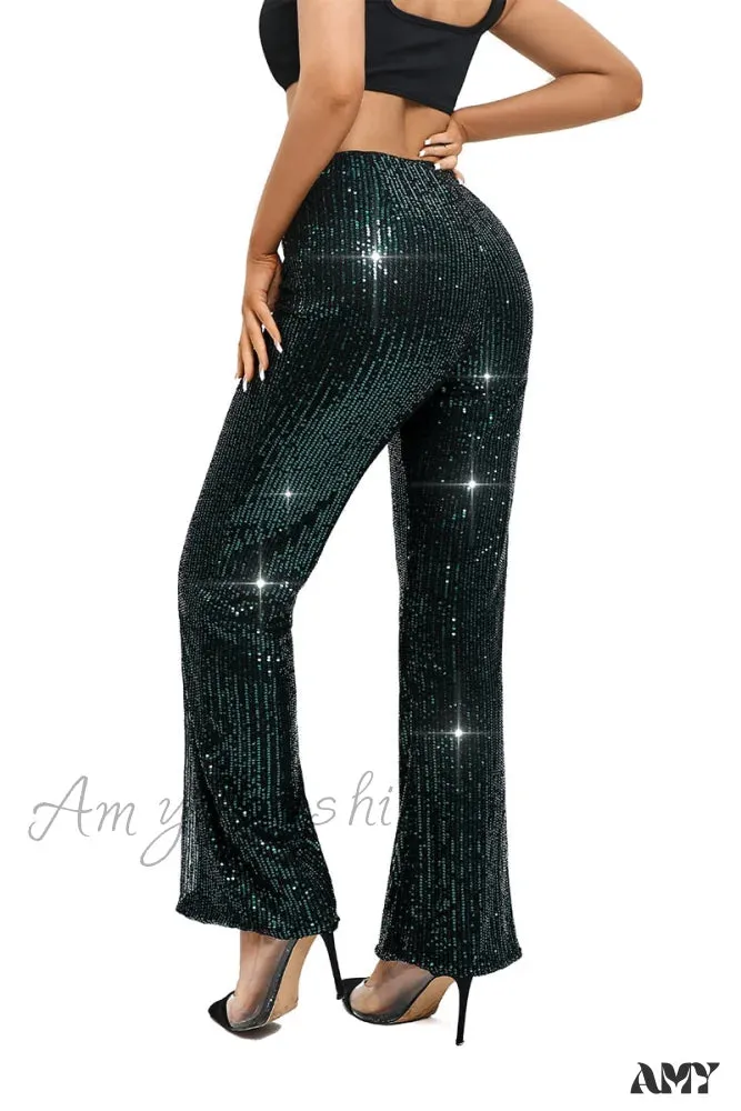 Amy Fashion - Glitter High Waist Wide Leg Sequin Pants