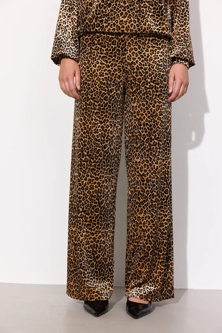 Angela velour trousers - Leopard