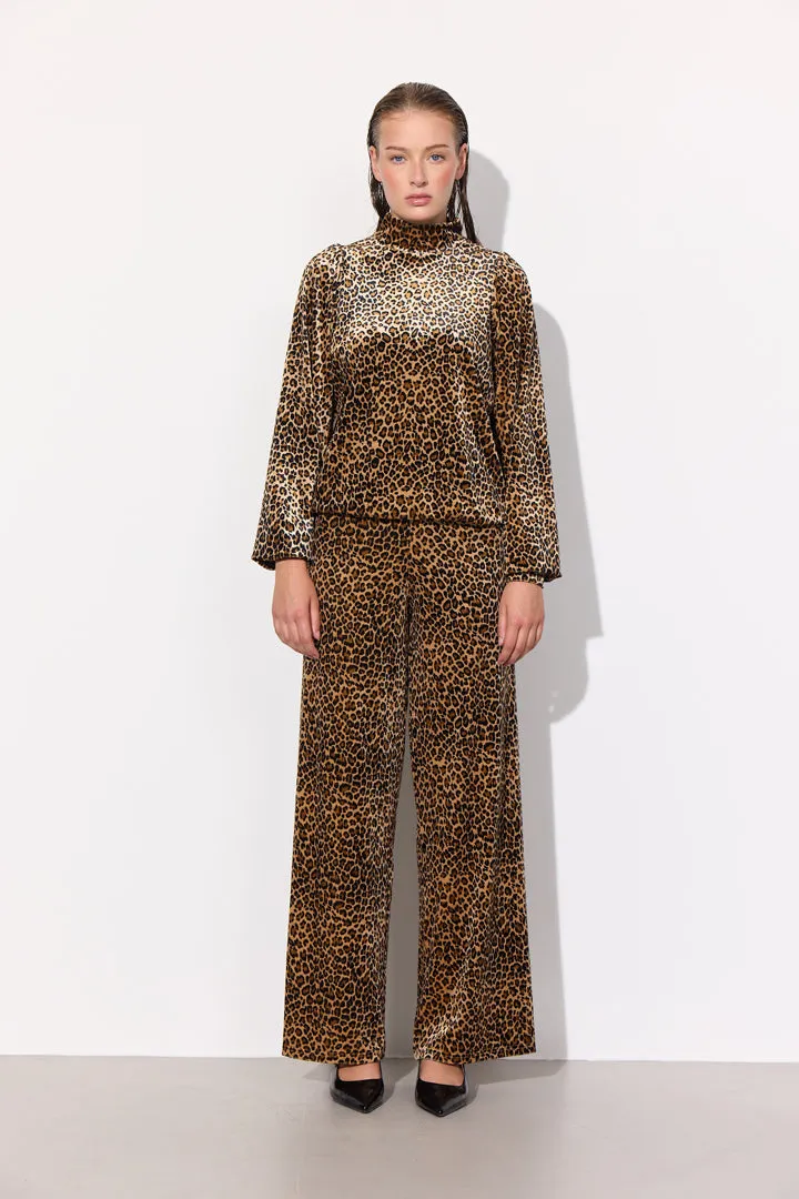 Angela velour trousers - Leopard