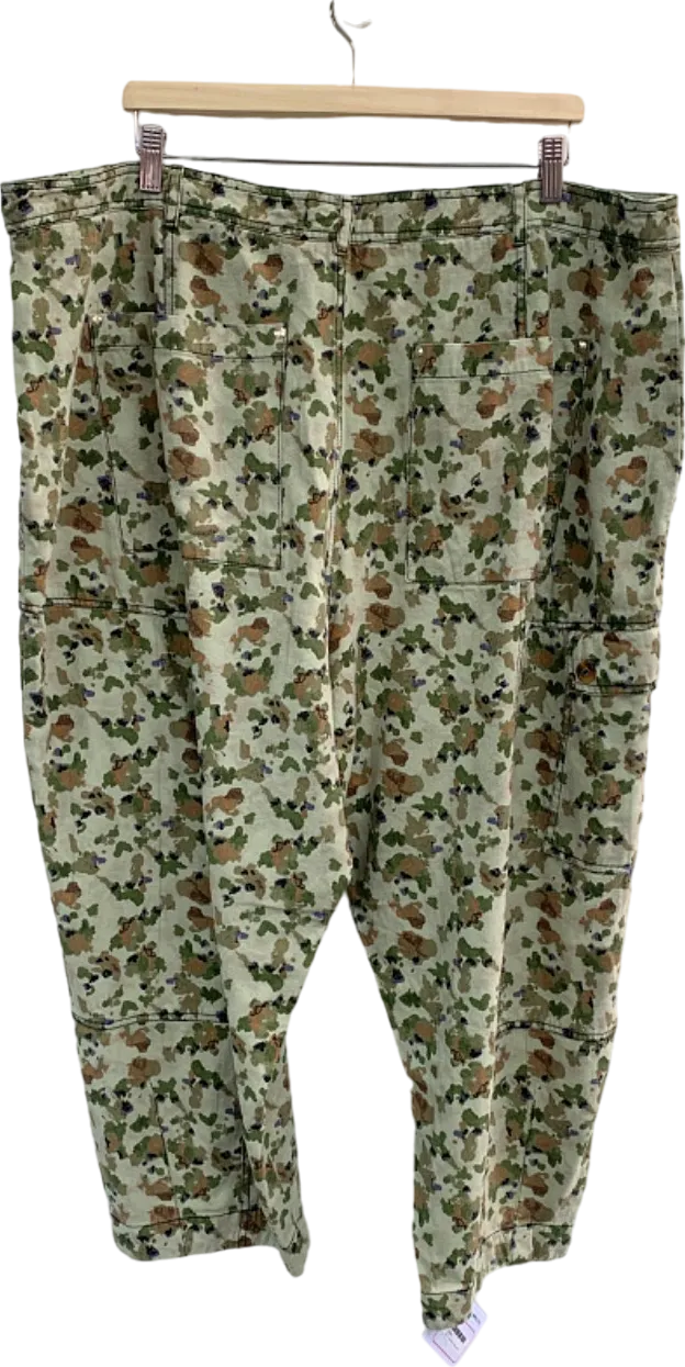 Anthropologie Green Camouflage Print Trousers UK 26W