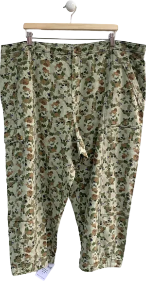 Anthropologie Green Camouflage Print Trousers UK 26W