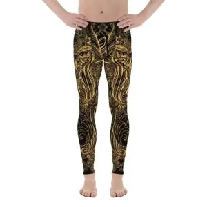 Art Deco Men's Leggings: Owl Design, Moisture-Wicking, Quick-Drying