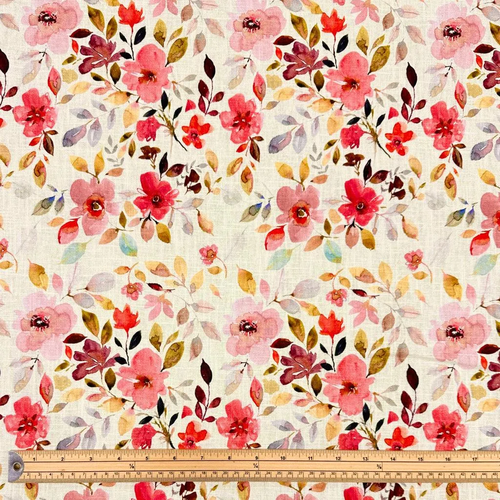 Autumn Floral Linen Blend Fabric