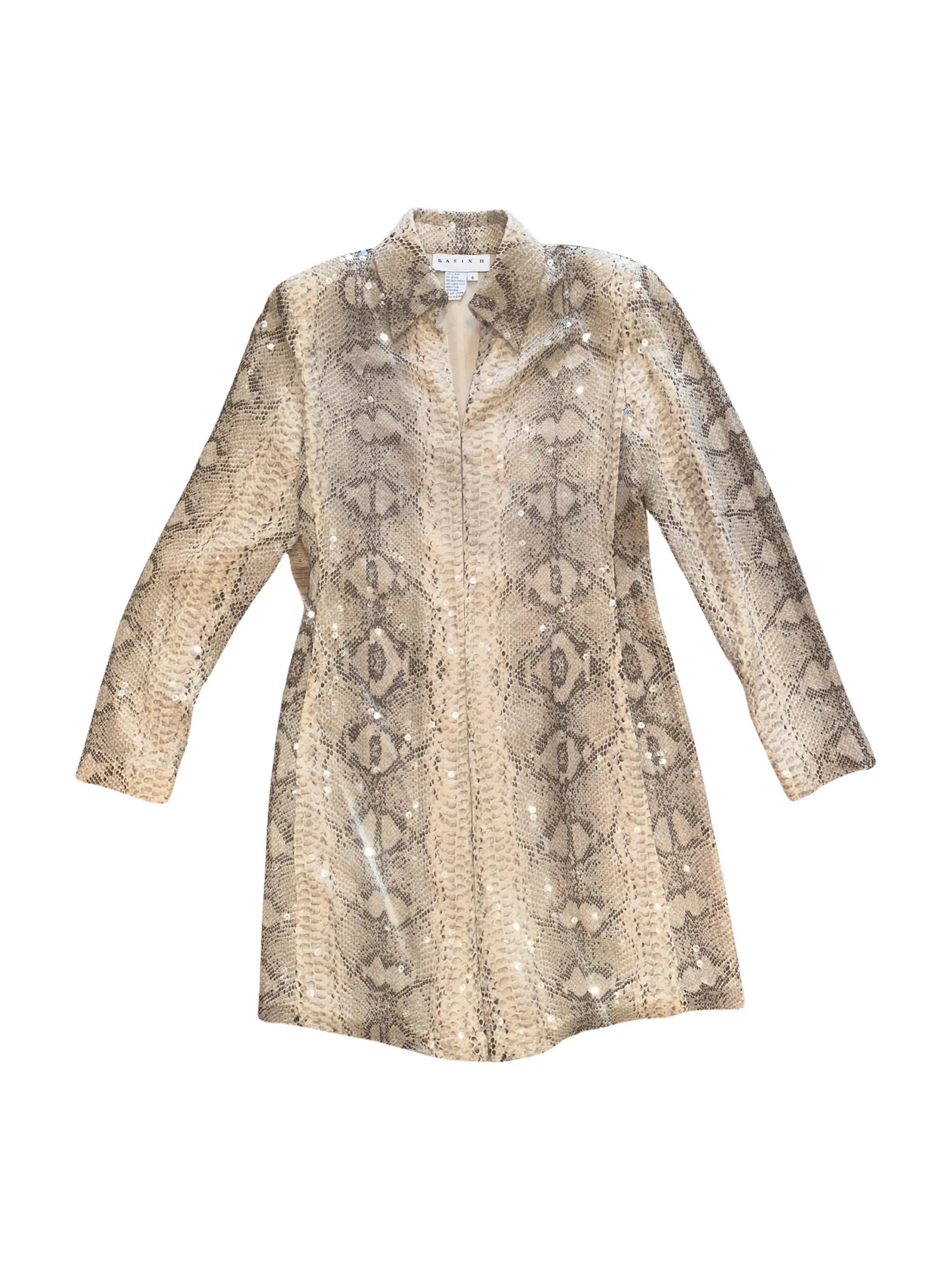 Basix II Vintage 90s Silk Snake Print Sequined