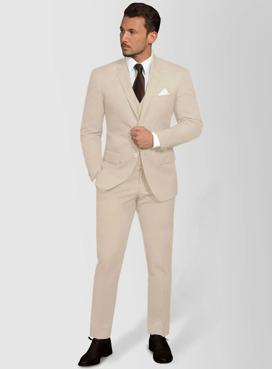 Beige Cotton Power Stretch Chino Suit