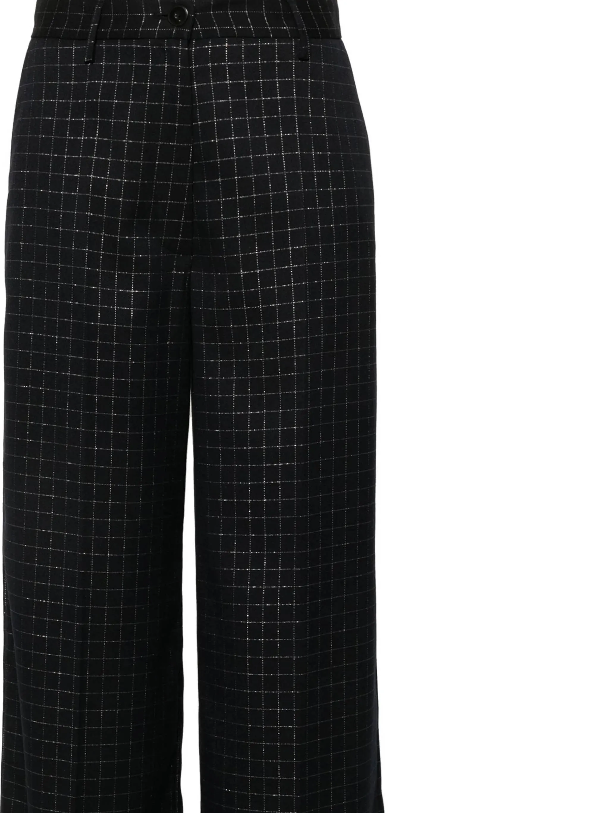 Black Silver Twill Check Trousers