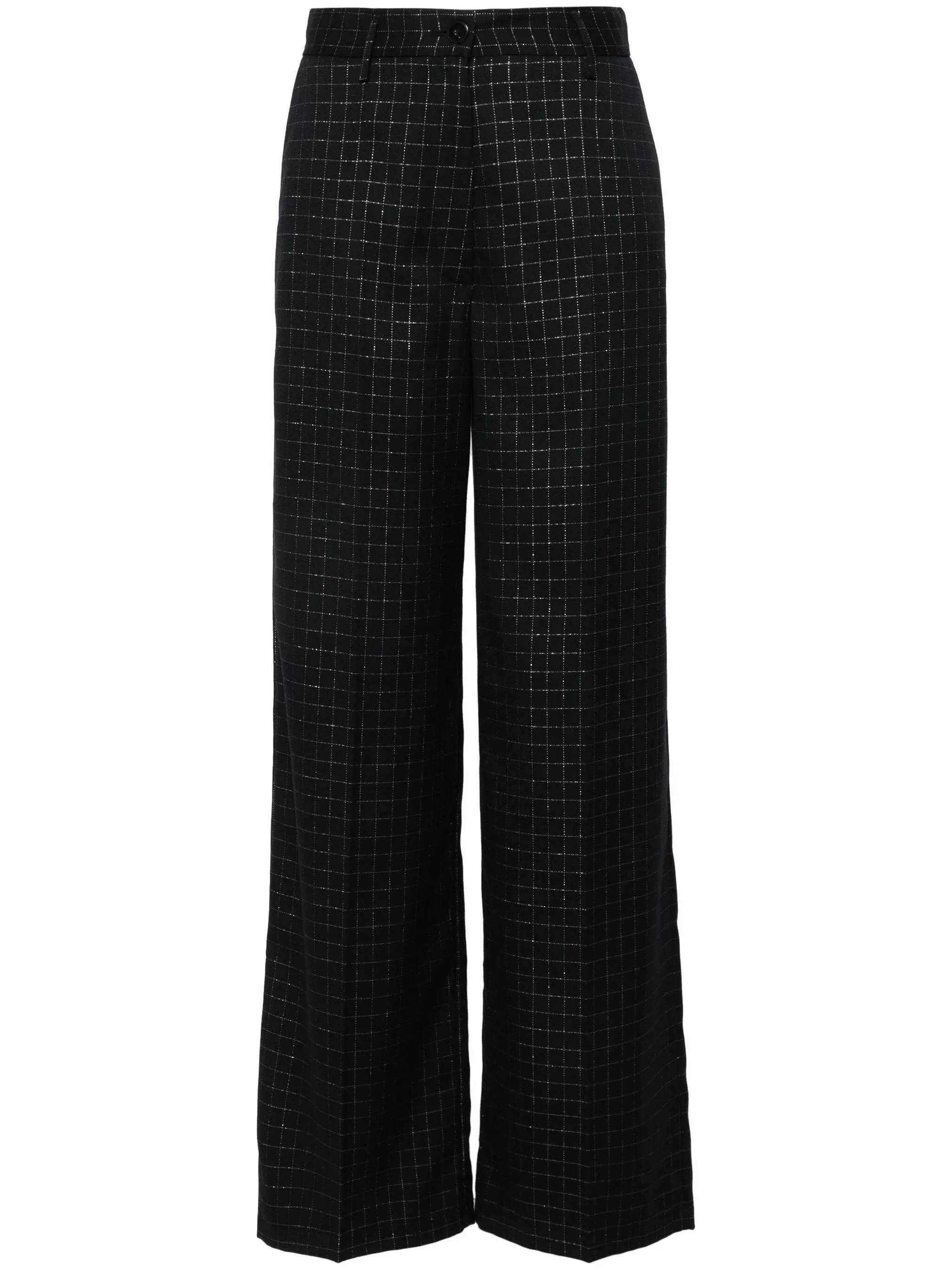 Black Silver Twill Check Trousers