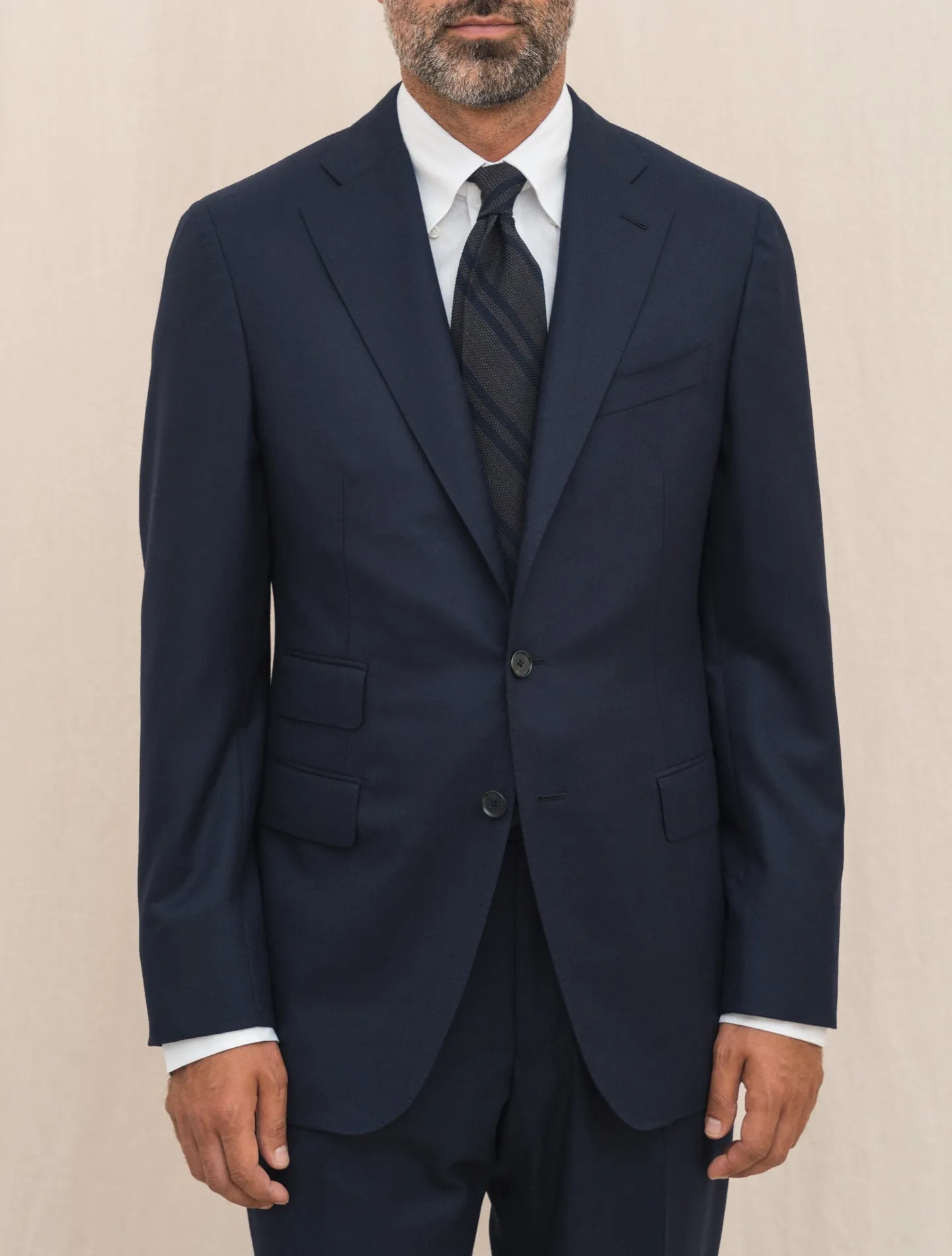 Boheme Single Breasted Light Flannel Suit Navy