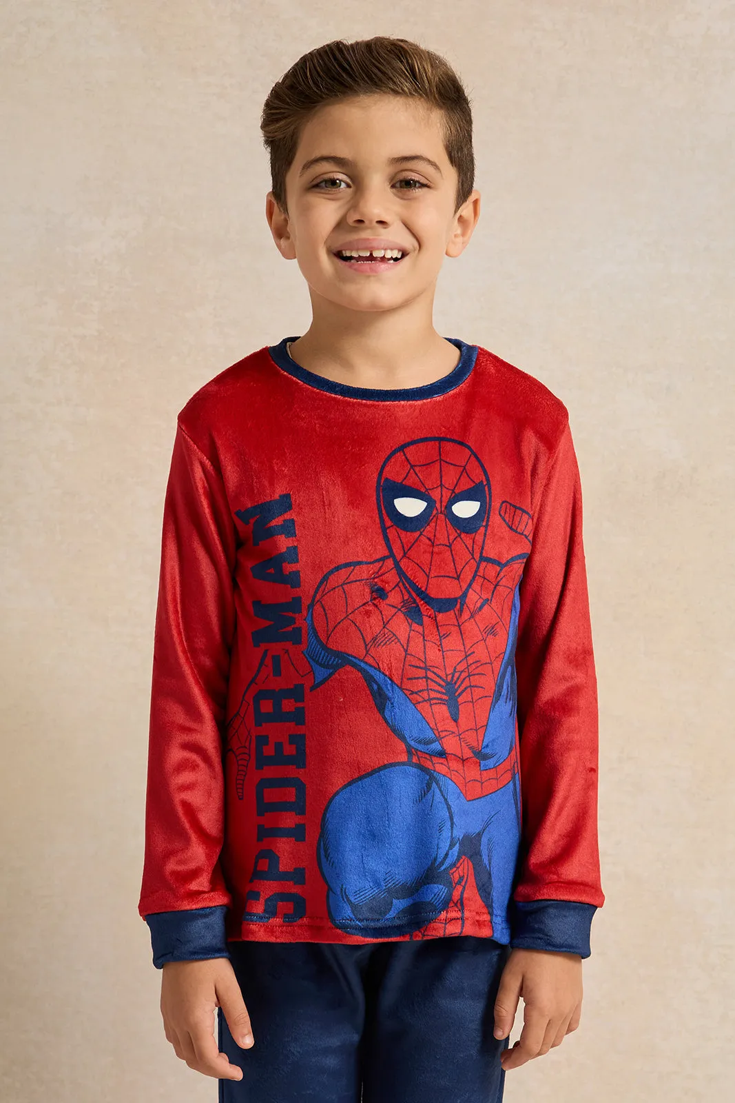 Boys Red And Blue Printed Pyjama Set (2 Piece)