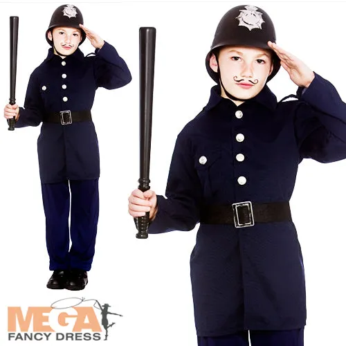 Boys Victorian Policeman Uniform Fancy Dress Costume