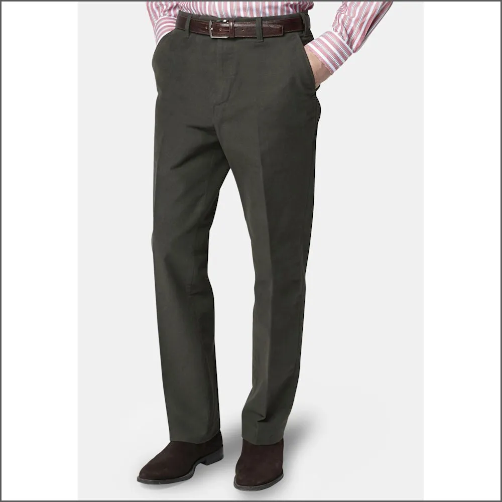 Brook Taverner Olive Kerswell Moleskin Trousers--