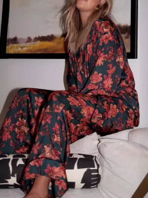 Casual Floral Patterns Printed Pajama Set