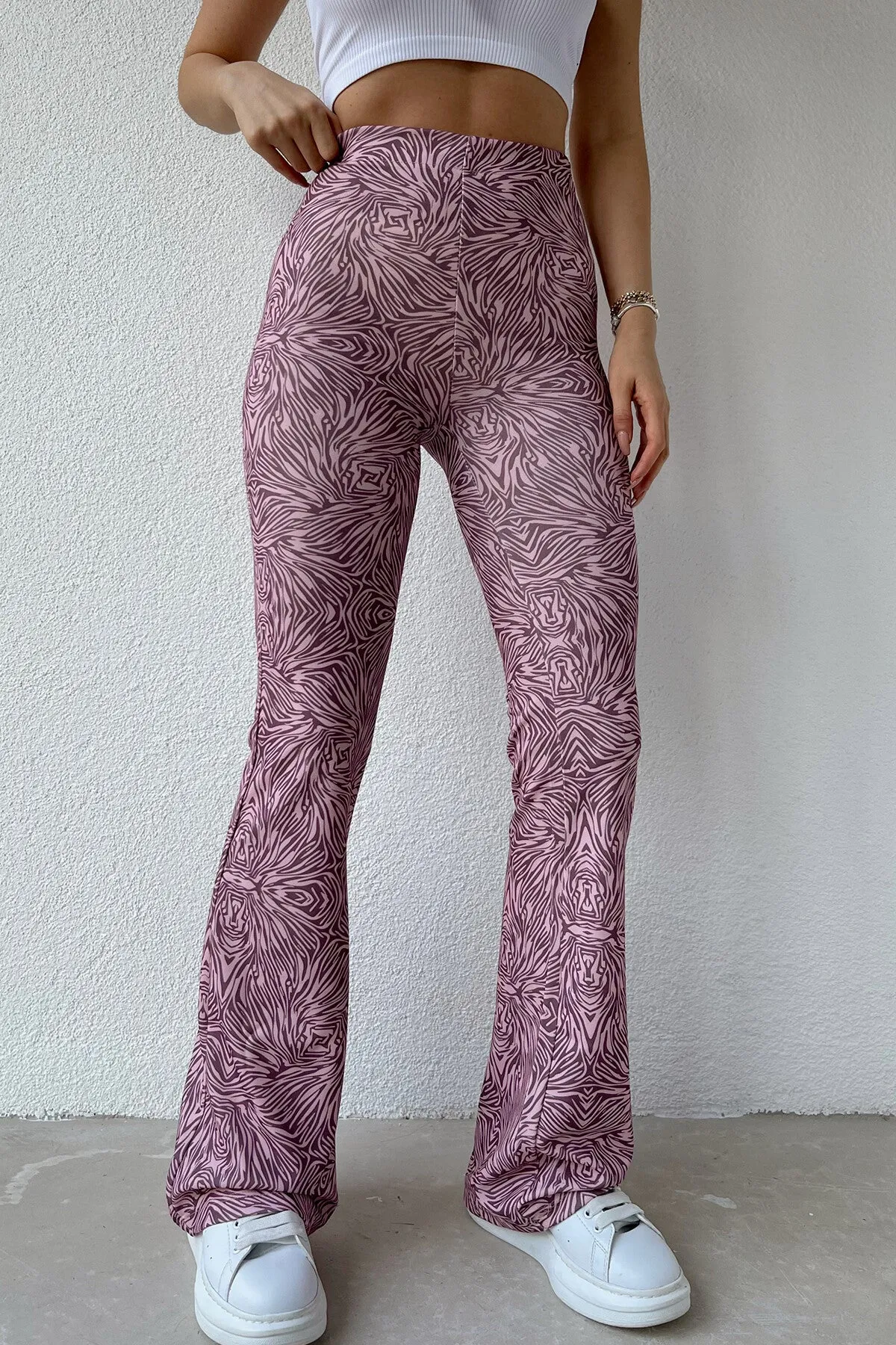 Casual High-Waisted Printed Flare Slim Wholesale Pants