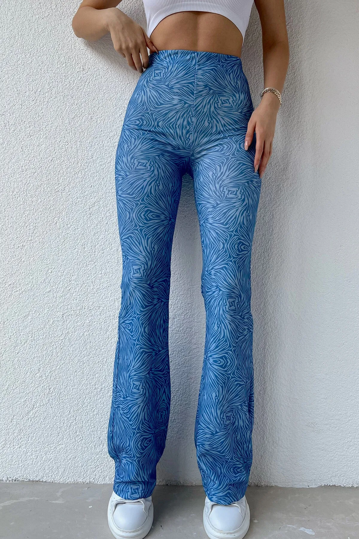 Casual High-Waisted Printed Flare Slim Wholesale Pants