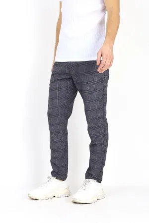 CHECKED METAL CHAIN DESIGN TROUSERS