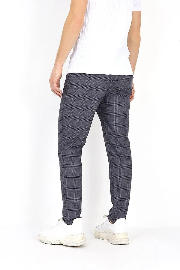 CHECKED METAL CHAIN DESIGN TROUSERS