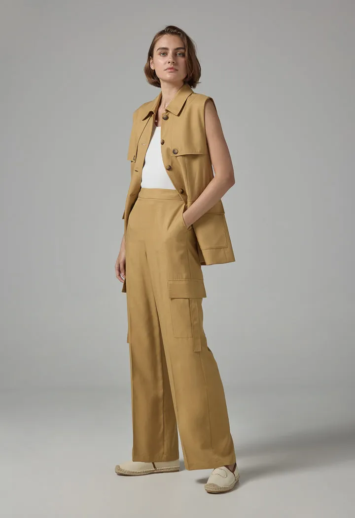 Choice Single Tone Straight Leg Trousers Camel