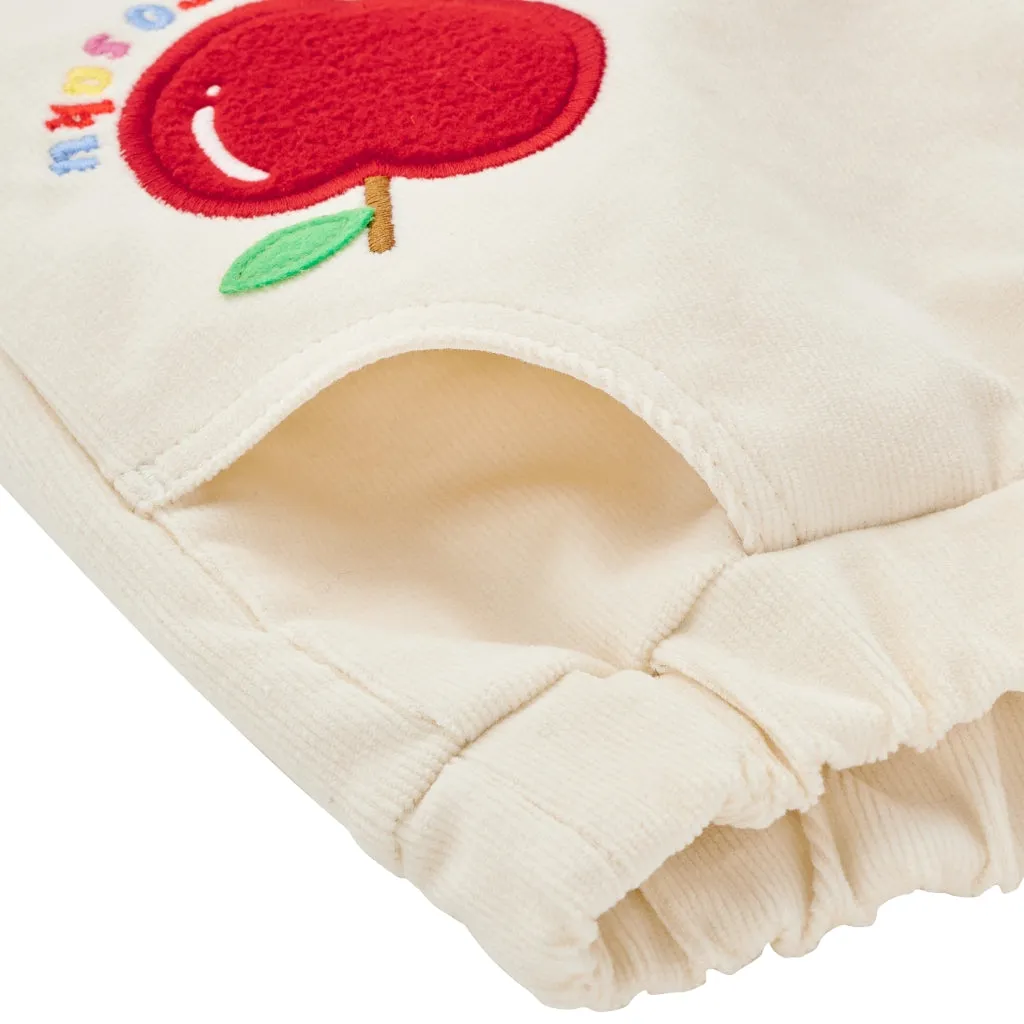 Cosy Retro Corduroy Trousers with Apple Appliqué