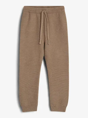 Cotton Pearl Knit Trousers - Kids - Beige Melange