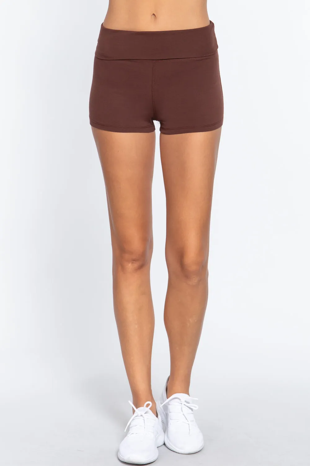 COTTON-SPANDEX HIGH WAISTED YOGA SHORT PANTS