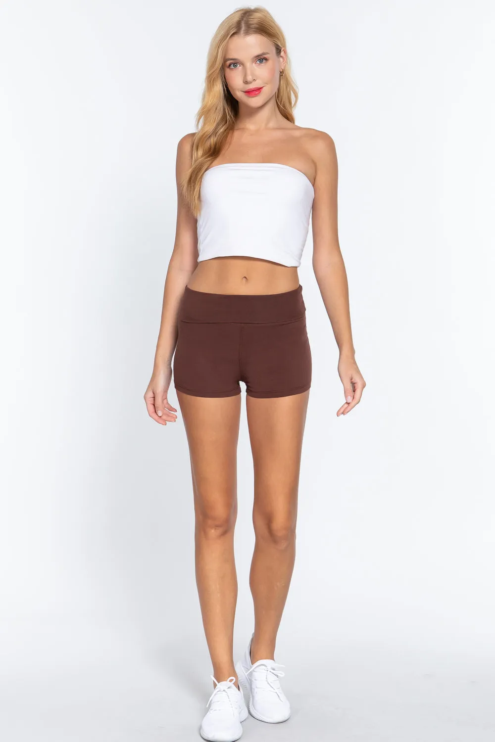 COTTON-SPANDEX HIGH WAISTED YOGA SHORT PANTS