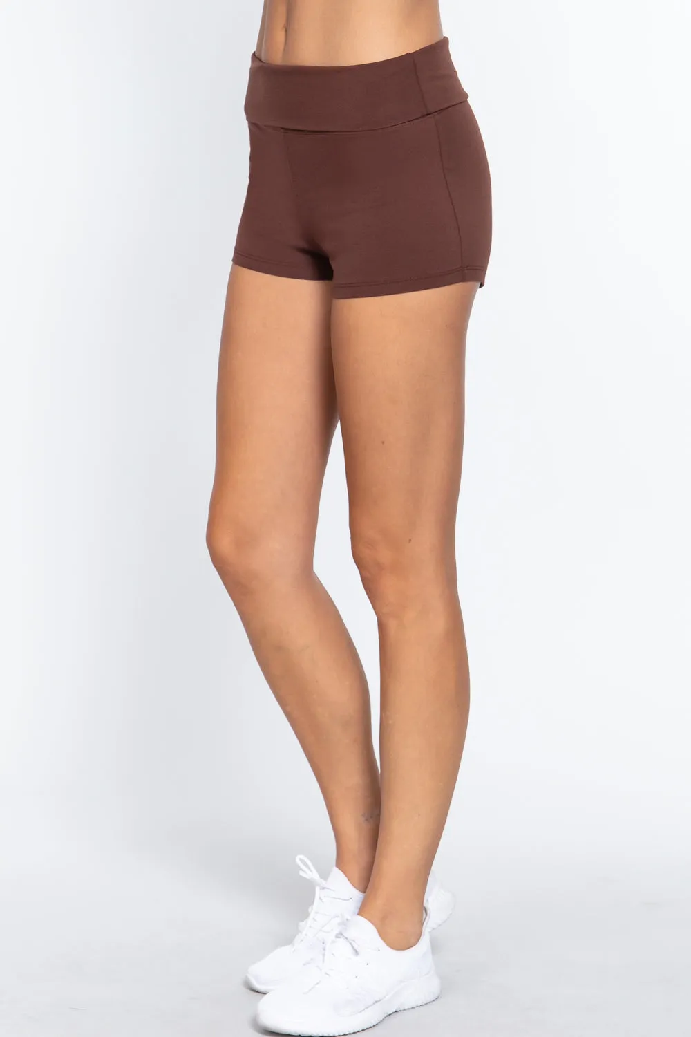 COTTON-SPANDEX HIGH WAISTED YOGA SHORT PANTS