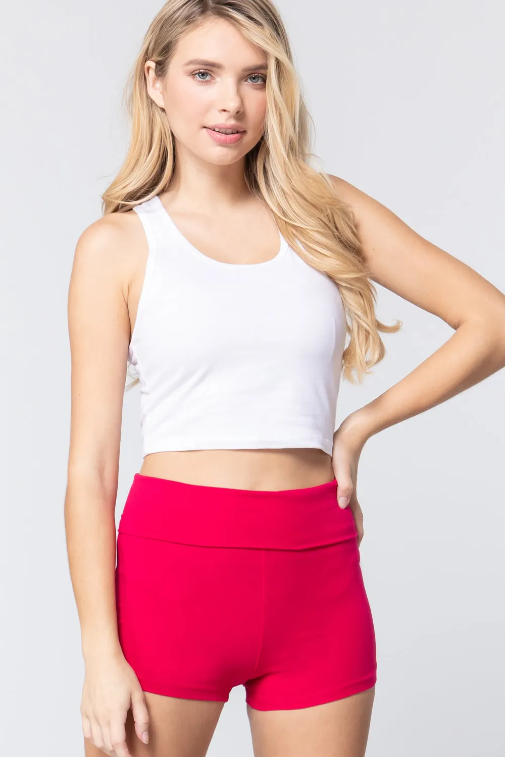 COTTON-SPANDEX HIGH WAISTED YOGA SHORT PANTS