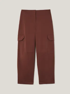 Cotton Viscose Cargo Trouser | Red