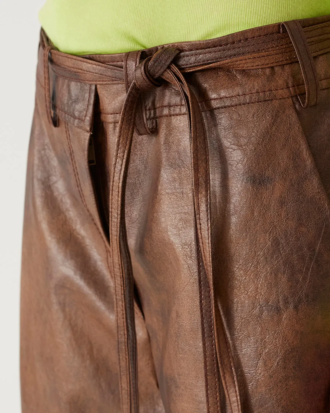 Cyrus Jeans Faux Leather Brown