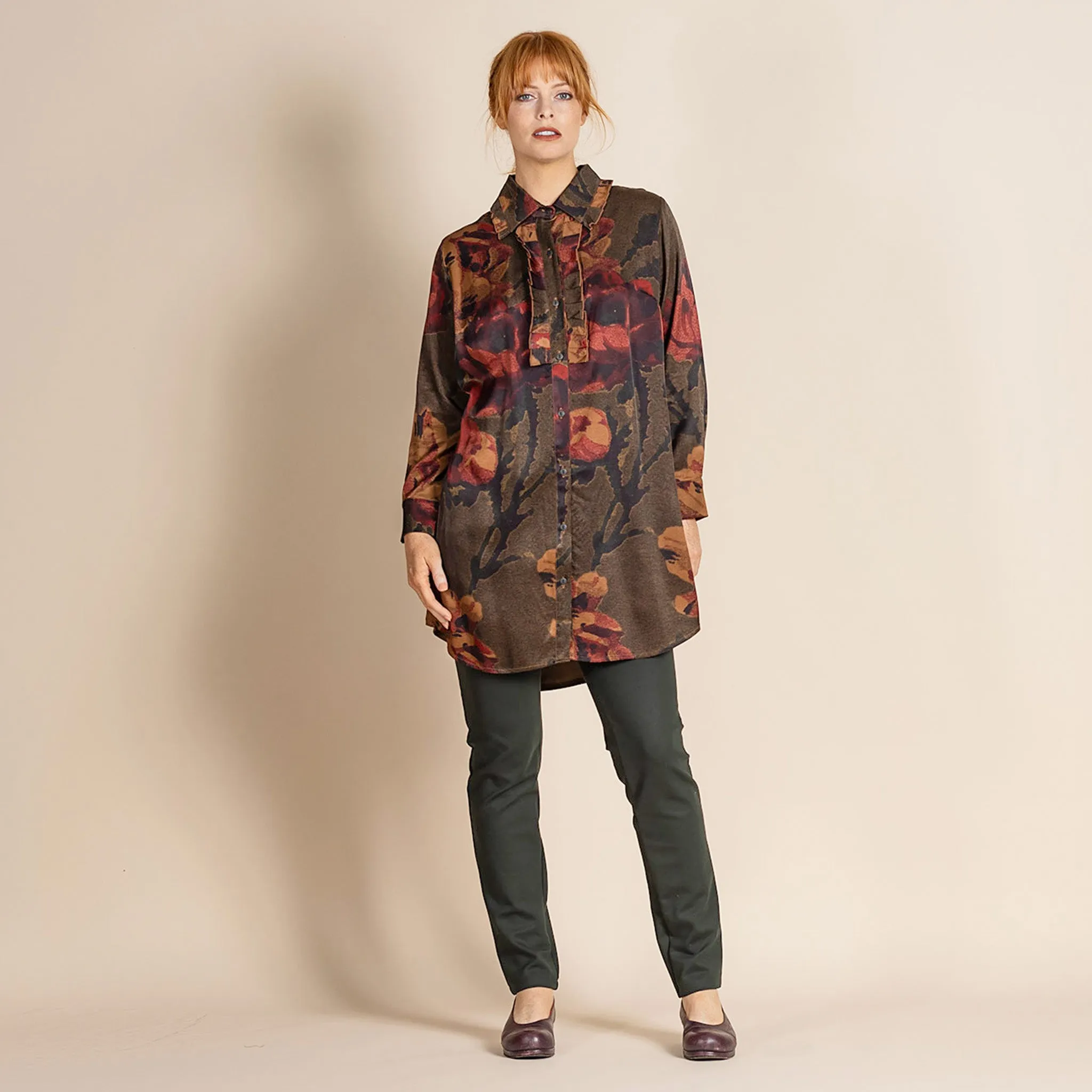 damask roses long austin shirt