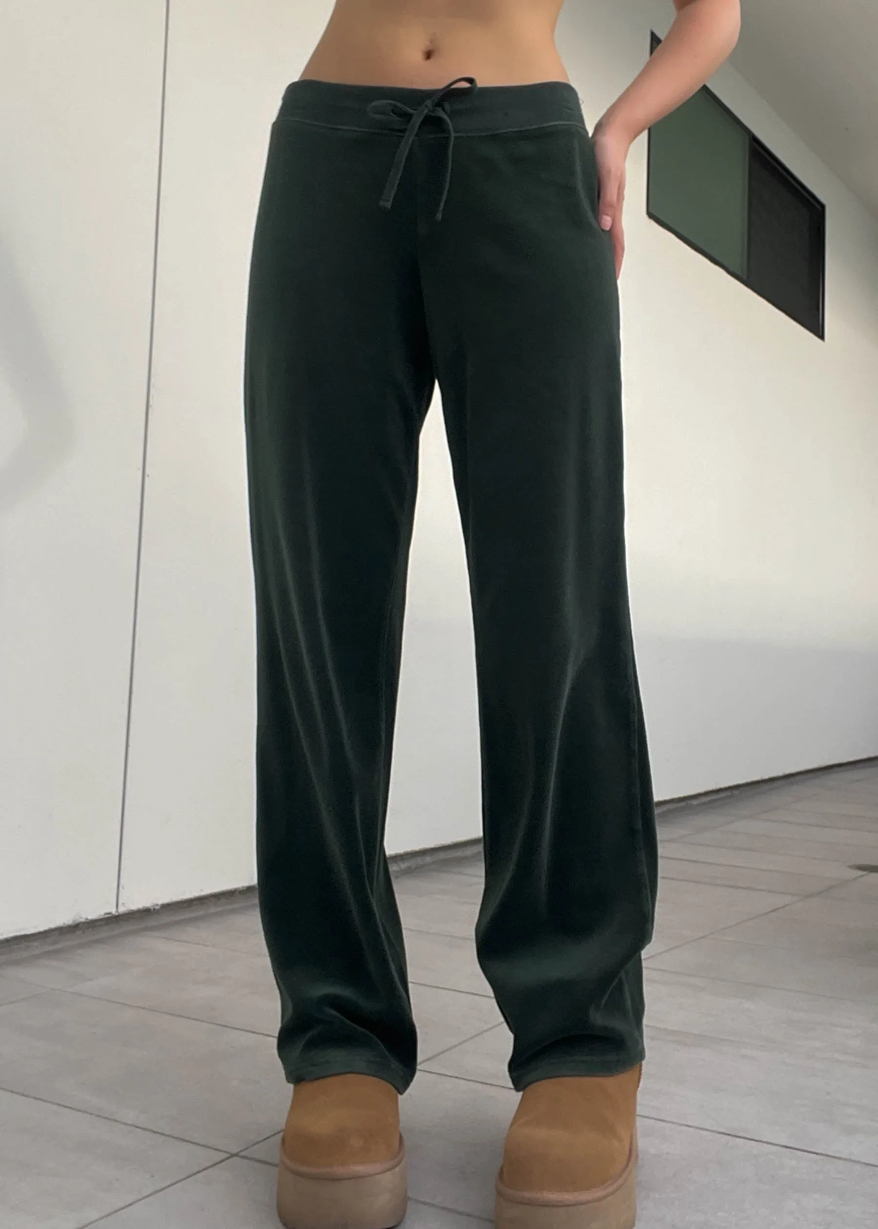 Dark Green Velour Lounge Pants (S)