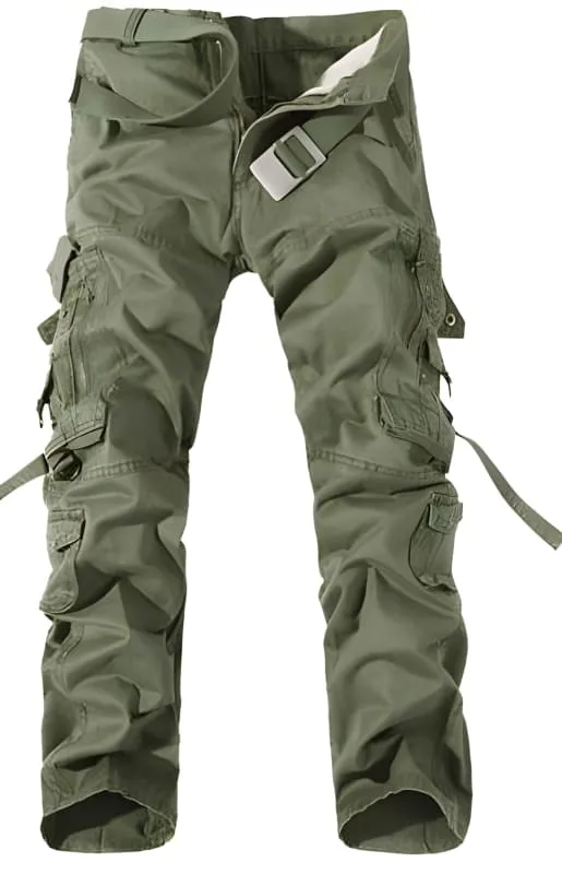 Earth-tone Mens Military Cargo Pants with Multi-pockets