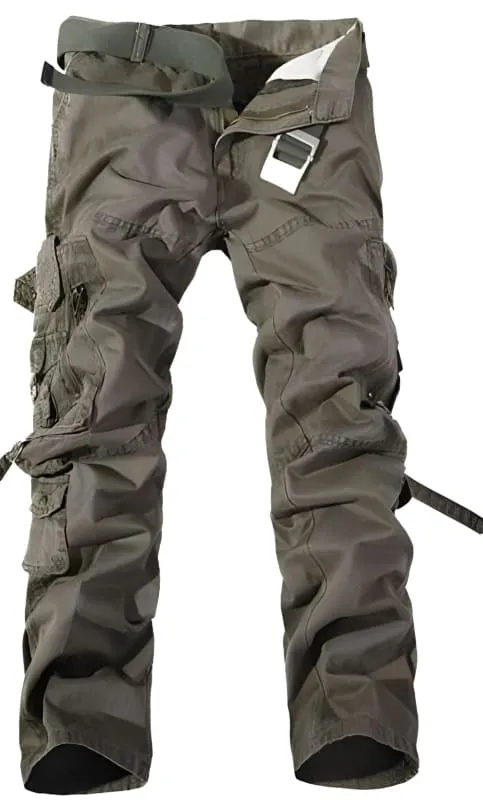 Earth-tone Mens Military Cargo Pants with Multi-pockets