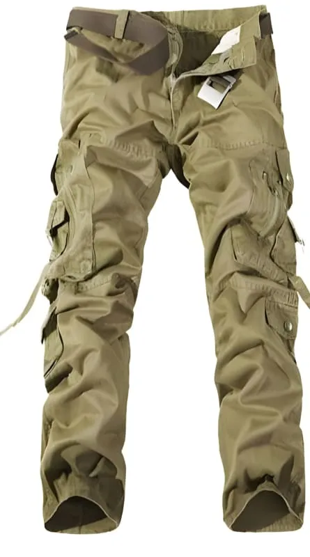 Earth-tone Mens Military Cargo Pants with Multi-pockets