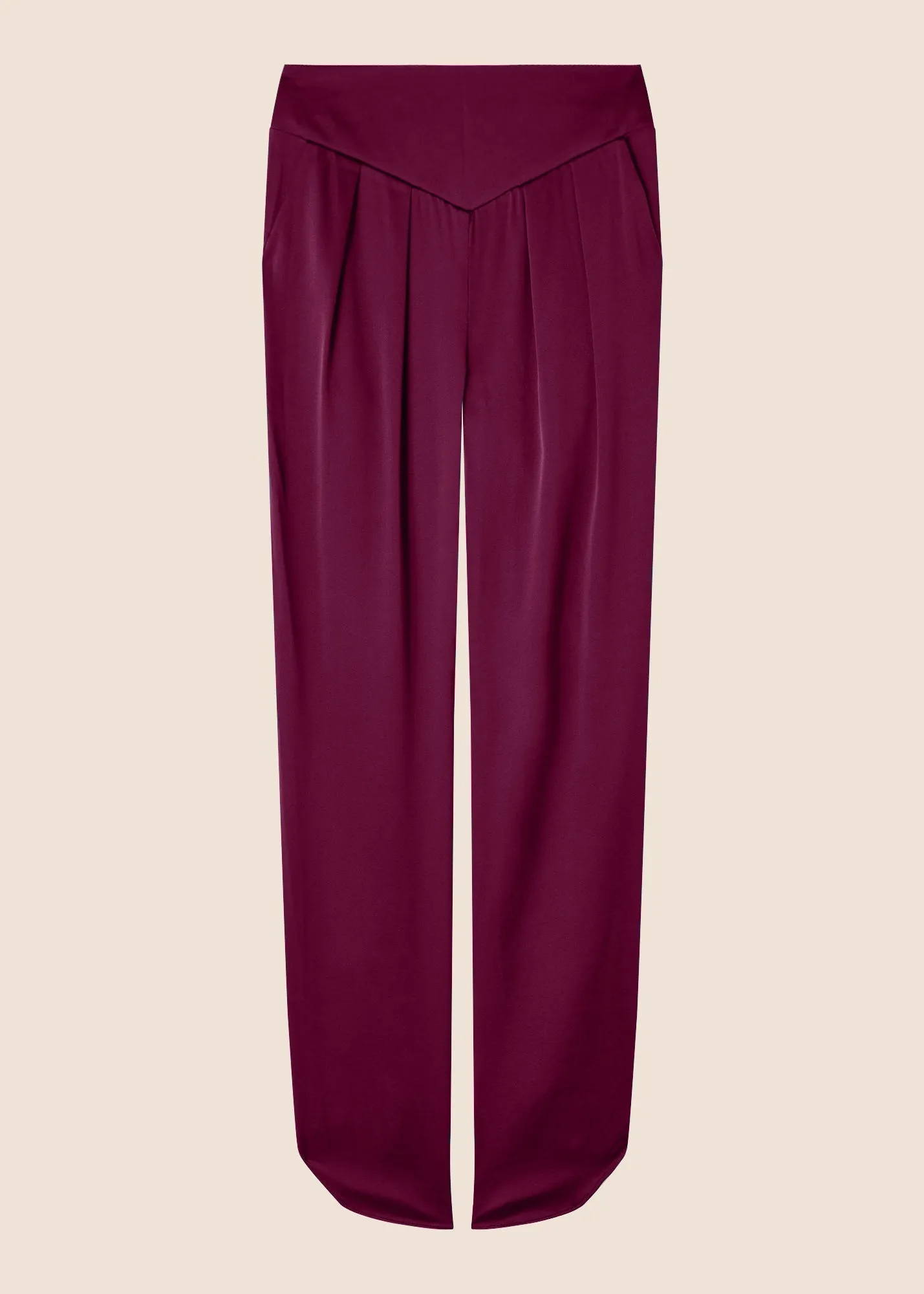 Estella Burgundy Silk Trousers