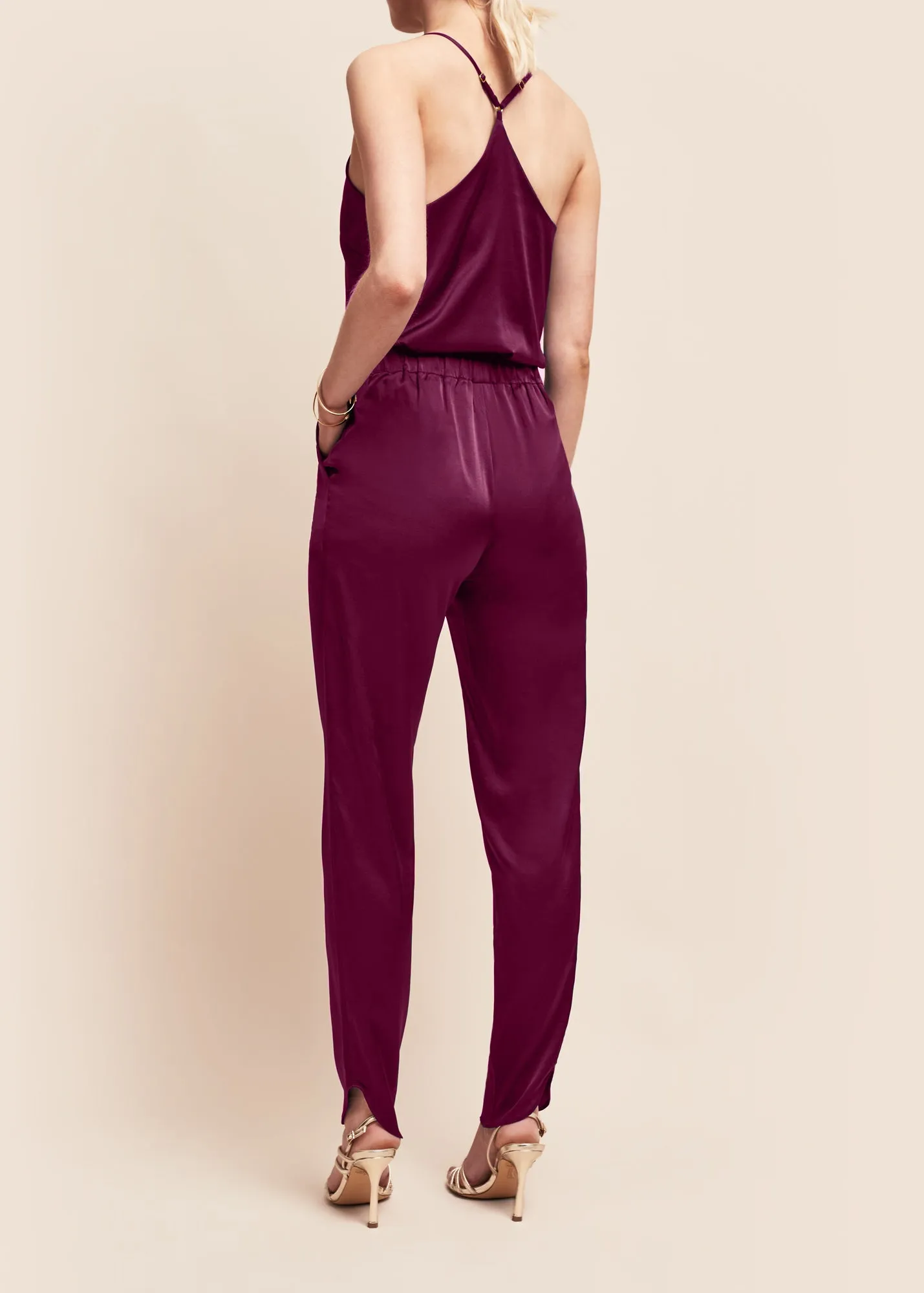 Estella Burgundy Silk Trousers