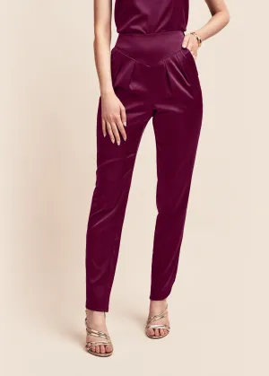 Estella Burgundy Silk Trousers