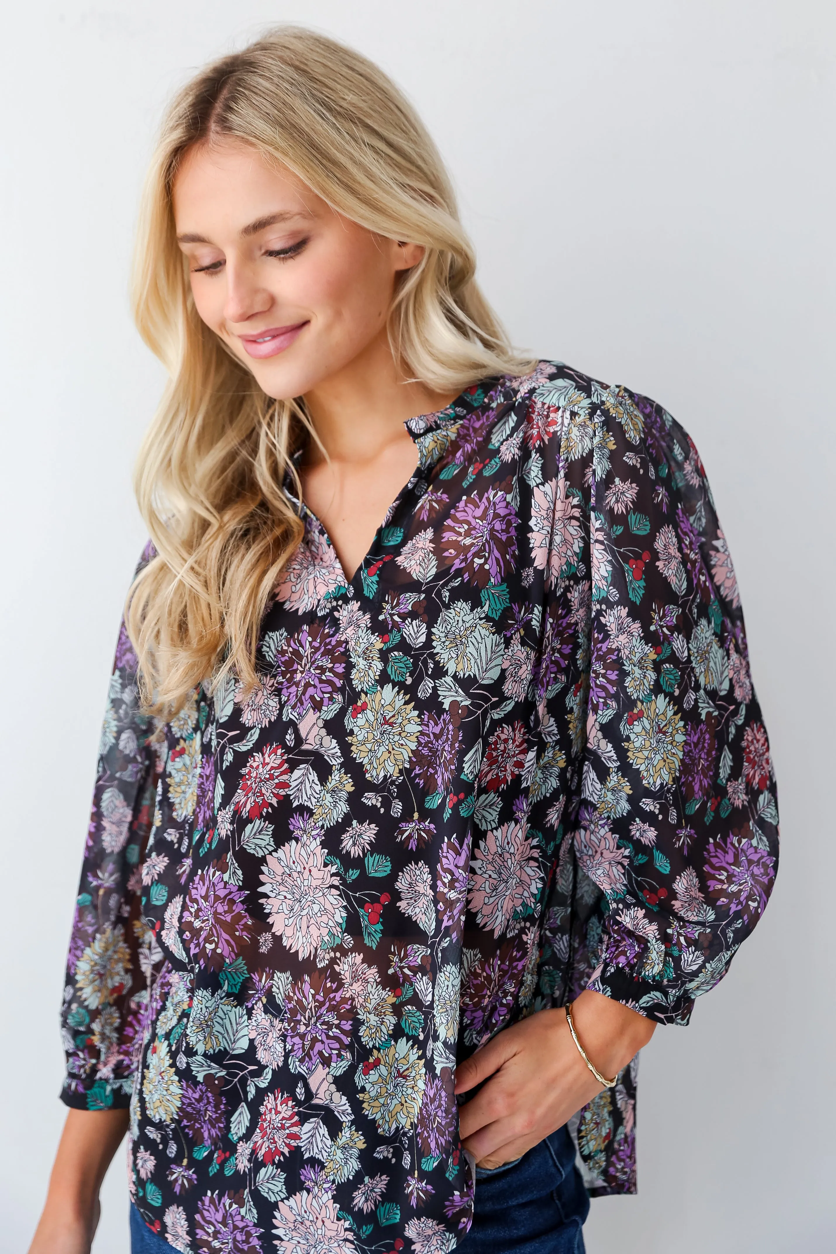 FINAL SALE - In My Dreams Black Floral Blouse