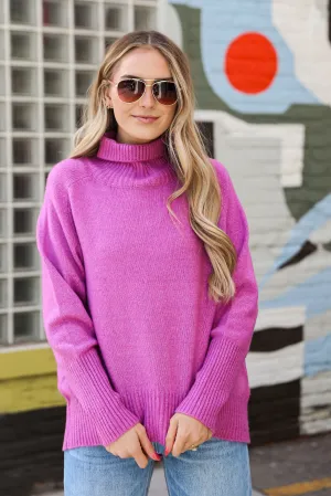 FINAL SALE - Updated Aesthetic Plum Turtleneck Oversized Sweater - DU DEAL