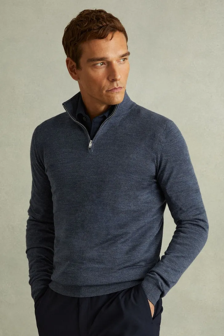 Fleece Mockneck Zipper - Navy Texture