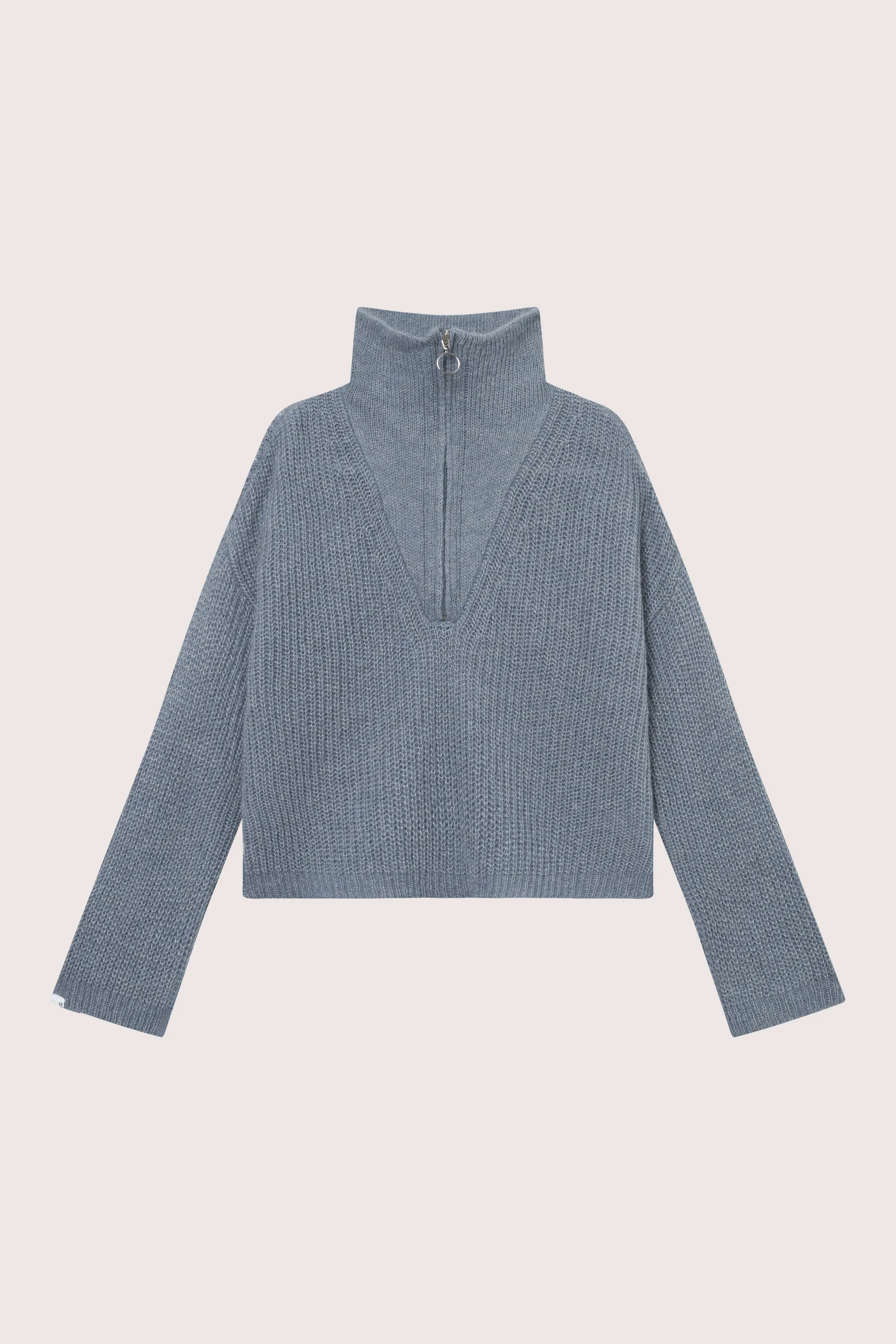 Florie Zip Knit - Greyish Blue