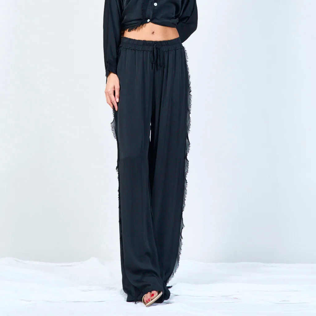 Frayed wide-leg trousers with drawstring wholesale