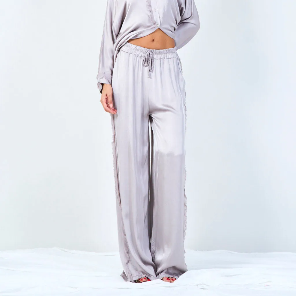 Frayed wide-leg trousers with drawstring wholesale