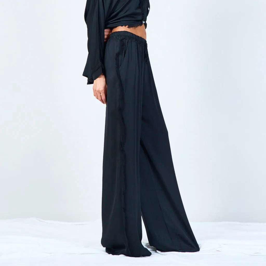 Frayed wide-leg trousers with drawstring wholesale