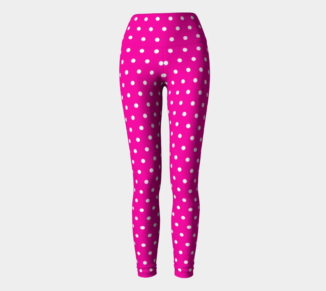 Fuchsia Polka Dots Yoga Leggings