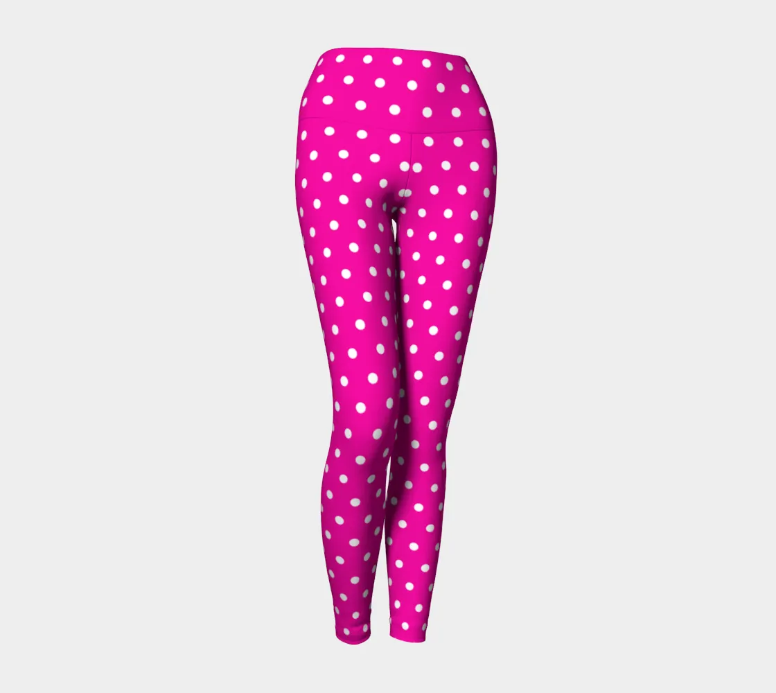 Fuchsia Polka Dots Yoga Leggings